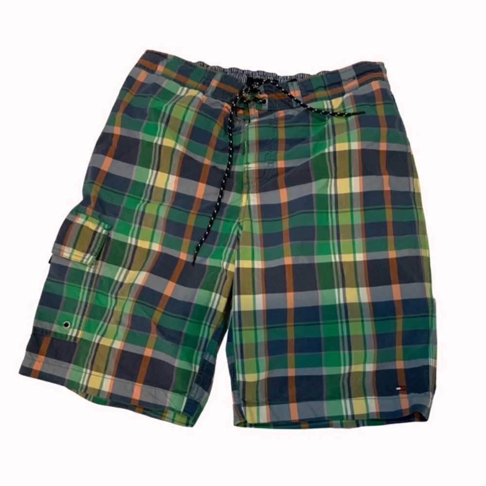 Tommy Hilfiger Plaid Board Swim Trunks Medium